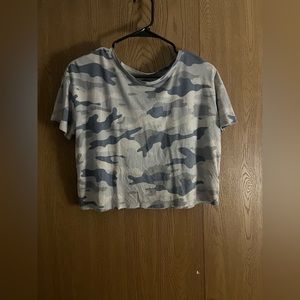 blue camp crop top, size medium, old navy brand